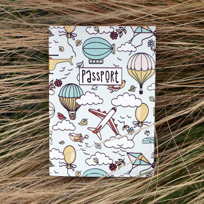 Quttie Passport Cover for Kids, Women and Men, Cute Travel Passport Holder (Dirigible Pattern)