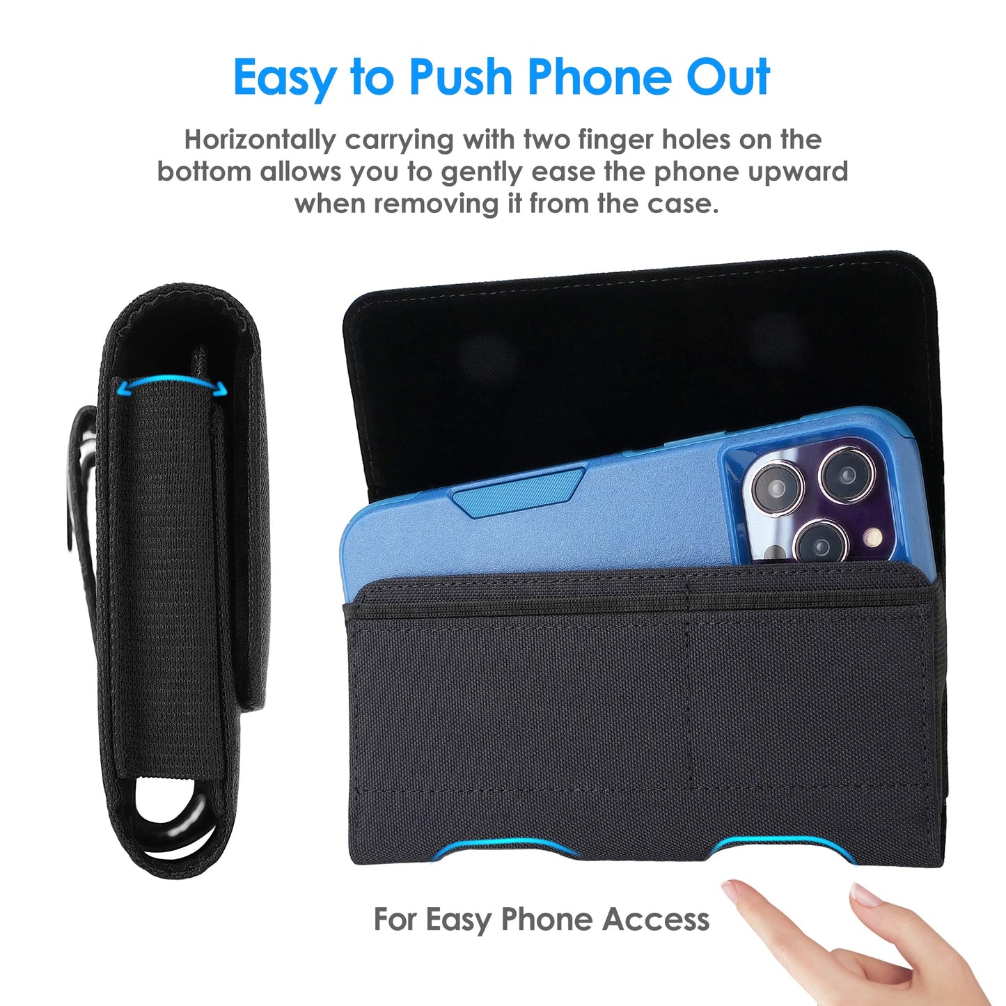 Mopaclle Nylon Phone Holster for iPhone 17 Pro Max, 17 Air, iPhone 16 Pro Max,iPhone 15 Pro Max 14 13 Pro Max & Plus, Premium Cell Phone Belt Holder with Belt Clip for Galaxy S25 Plus,S24 Plus
