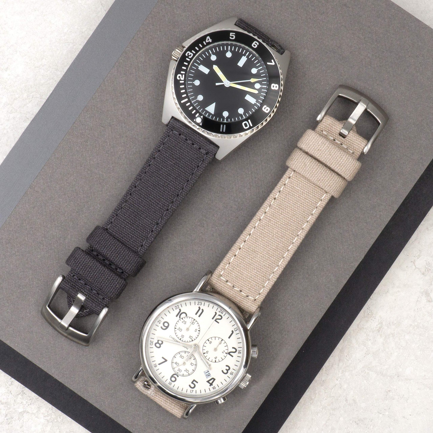 Benchmark Canvas Watch Band - Quick Release Cotton Fabric Watch Straps for Men & Women (22mm, Grey)
