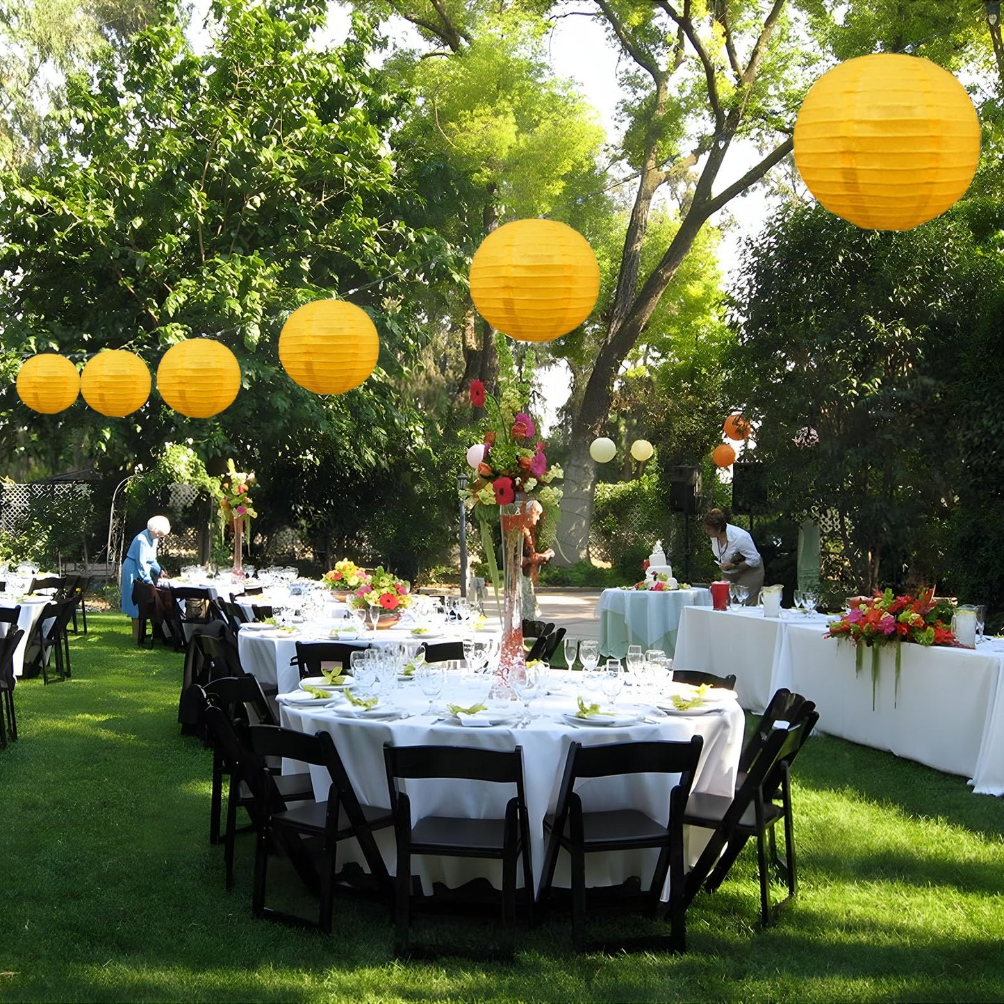 20Pcs Yellow Paper Lanterns for Parties, 6” 8” 10” 12” Chinese Asian Hanging Round Paper Lanterns for Birthday Wedding Halloween Christmas Home Decor Party Decor