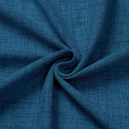 Tollpiz Short Linen Tier Curtains Rod Pocket Semi Sheer Half Kitchen Curtain Burlap Light Filtering Thick Linen Drapes for Bathroom, 30 x 24 inches Long, Classic Blue, Set of 2 Panels