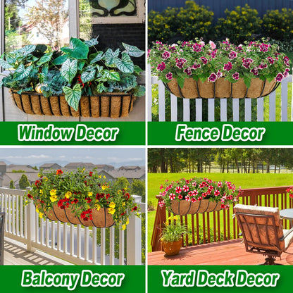 REMIAWY Coco Liners for Planters 24 Inch, 2 Packs Natural Coconut Fiber Coir Flower Basket Window Box Liners, Trough Planter Insert for Outdoor Plant Large Pots Garden Fence Decoration