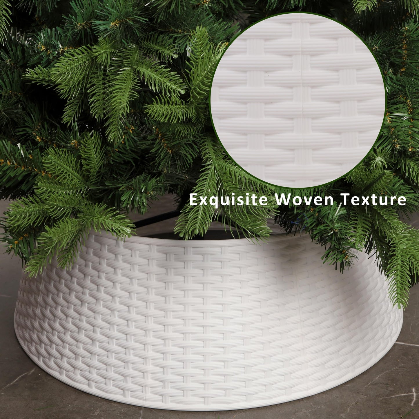Blissun Christmas Tree Ring, 28.5" Plastic Christmas Tree Collar, Christmas Tree Skirt for Artificial Christmas Trees Decoration (Extra Large, White)