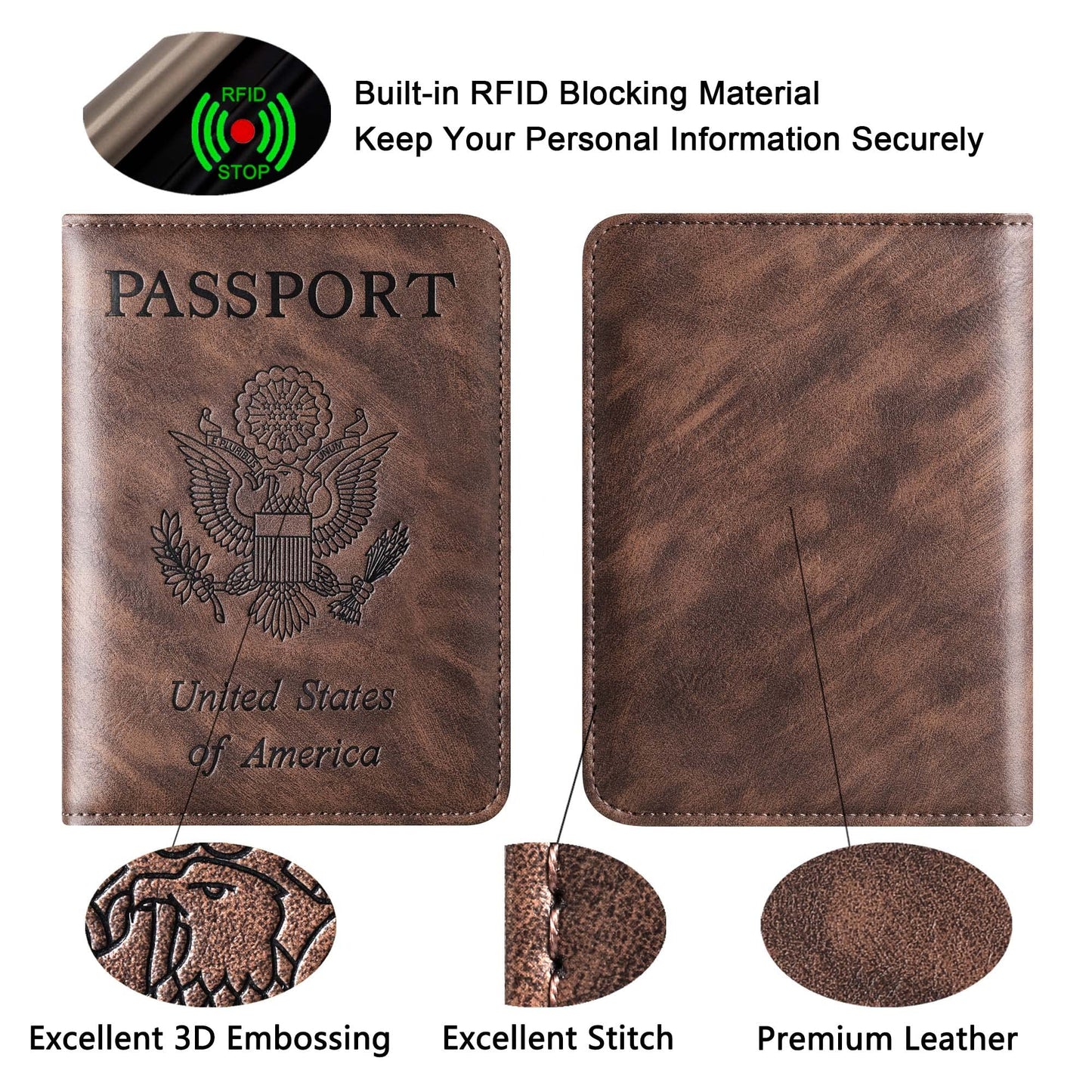 Passport Holder Cover Wallet Travel Essentials Leather Rfid Blocking Case Vacation Luggage Must Haves Travel Accessories for Men Women (116#Coffee)