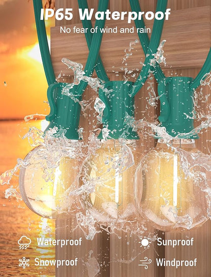 SUNSGNE 25Ft Round Christmas Lights Outdoor, G40 Globe String Lights with 27 LED Clear Lights(2 Spare), Green Wire String Lights for Yard Patio Porch Tent Pergola Backyard Christmas Decorations
