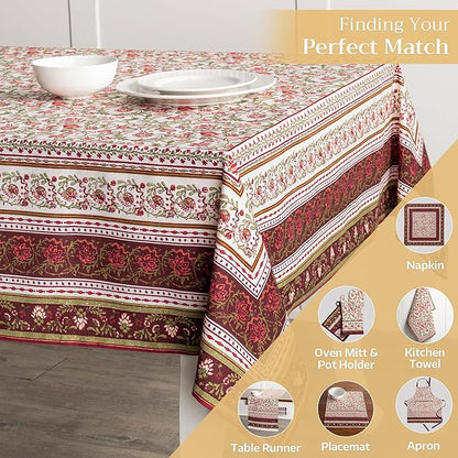 Maison d' Hermine Table Cloth Rectangle Table 100% Cotton 60 x 120 Inches Fall Tablecloth Reusable Everyday Use for Thanksgiving Christmas Decorations Dining Farmhouse Party (Reveillon Au Jardin)