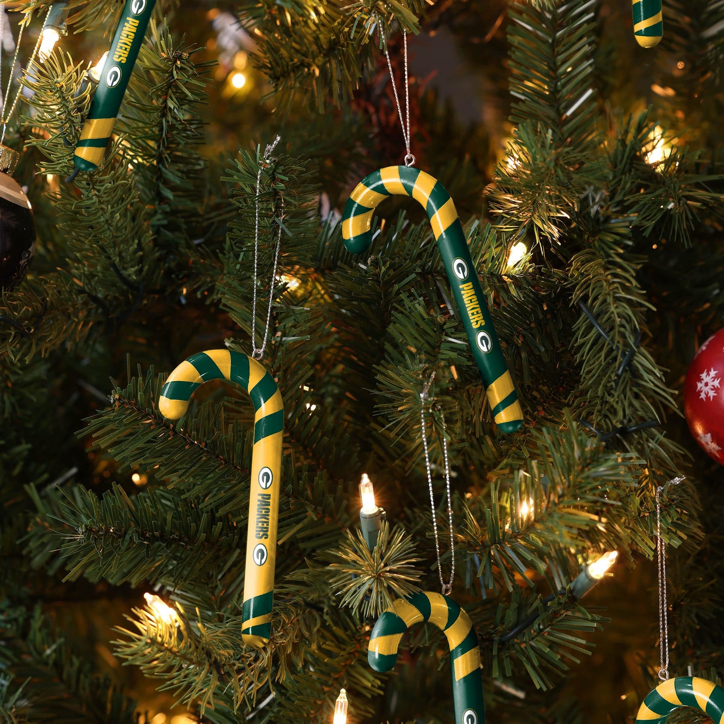 FOCO Green Bay Packers NFL 12 Pack Candy Cane Ornament Set