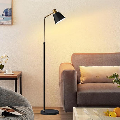 Dimmable Black Vintage Floor Lamps for Living Room Sofa Corner Bedroom Bedside Office,Unique Adjustable Standing Tall Reading Lights with Bright 12W LED Bulb, Modern Industrial Minimalist Home Decor