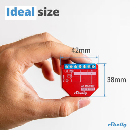 Shelly Plus 1PM | WiFi Smart Relay Switch with Power Metering | Home Automation | Bluetooth Gateway | Compatible with Alexa & Google Home | iOS Android App | No Hub | Wireless Lighting Control