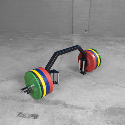 Body-Solid (OTB100) Olympic Shrug Bar - Hex Barbell for Weight Lifting, Deadlifts Barbell Ideal for Hex Bar Deadlift Workouts, 100lbs. Weights Plate Capacity (Midnight Black)