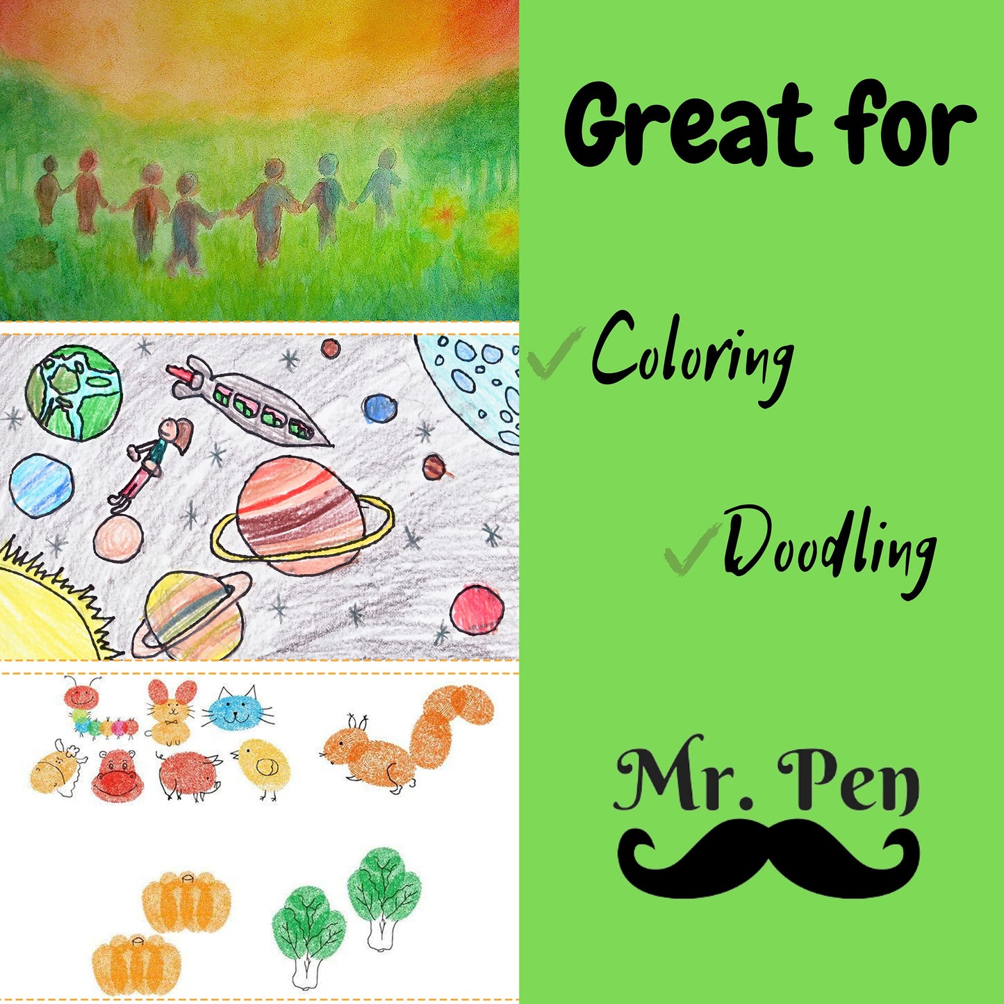Mr. Pen- Gel Crayons, 20 Pack, Twistable, Non-Toxic, Coloring Crayons for Kids & Adults, Smooth Drawing Sticks for Art, Blending, Crafts & Creative Projects