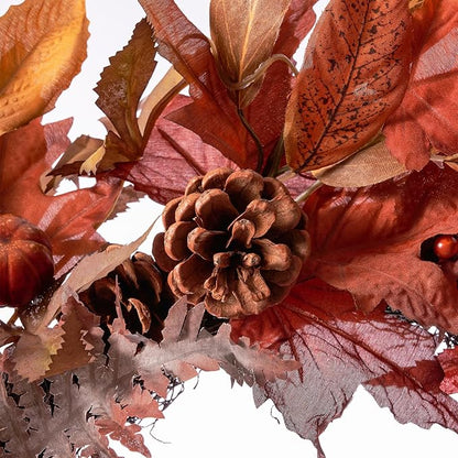 DN DECONATION 24 Inch Fall Wreaths for Front Door, Autumn Farmhouse Wreaths with Orange Pumpkins, Leaves, Pinecones & Berries for Indoor Outdoor Porch Home Wall Thanksgiving Harvest Festival Decor