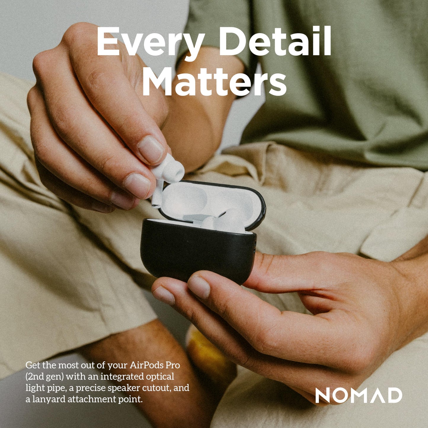 Nomad Airpods Pro 2 Case in Black Horween Leather, AirPods Pro 2nd gen Case Cover, Compatible with AirPods Pro Case 1st gen and 2nd, Case Cover, Qi and MagSafe Charging Compatible