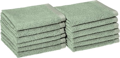 Amazon basics cotton washcloths, Lightweight quick-dry, seafoam green