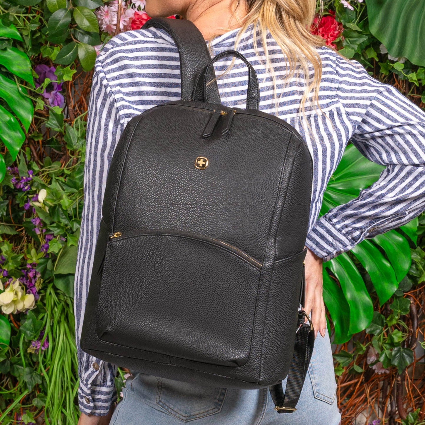 SwissGear Serenity Luxe Women's Laptop Backpack, Laptop Bag Fits Most 13-Inch Laptops, Black, 16 Inches