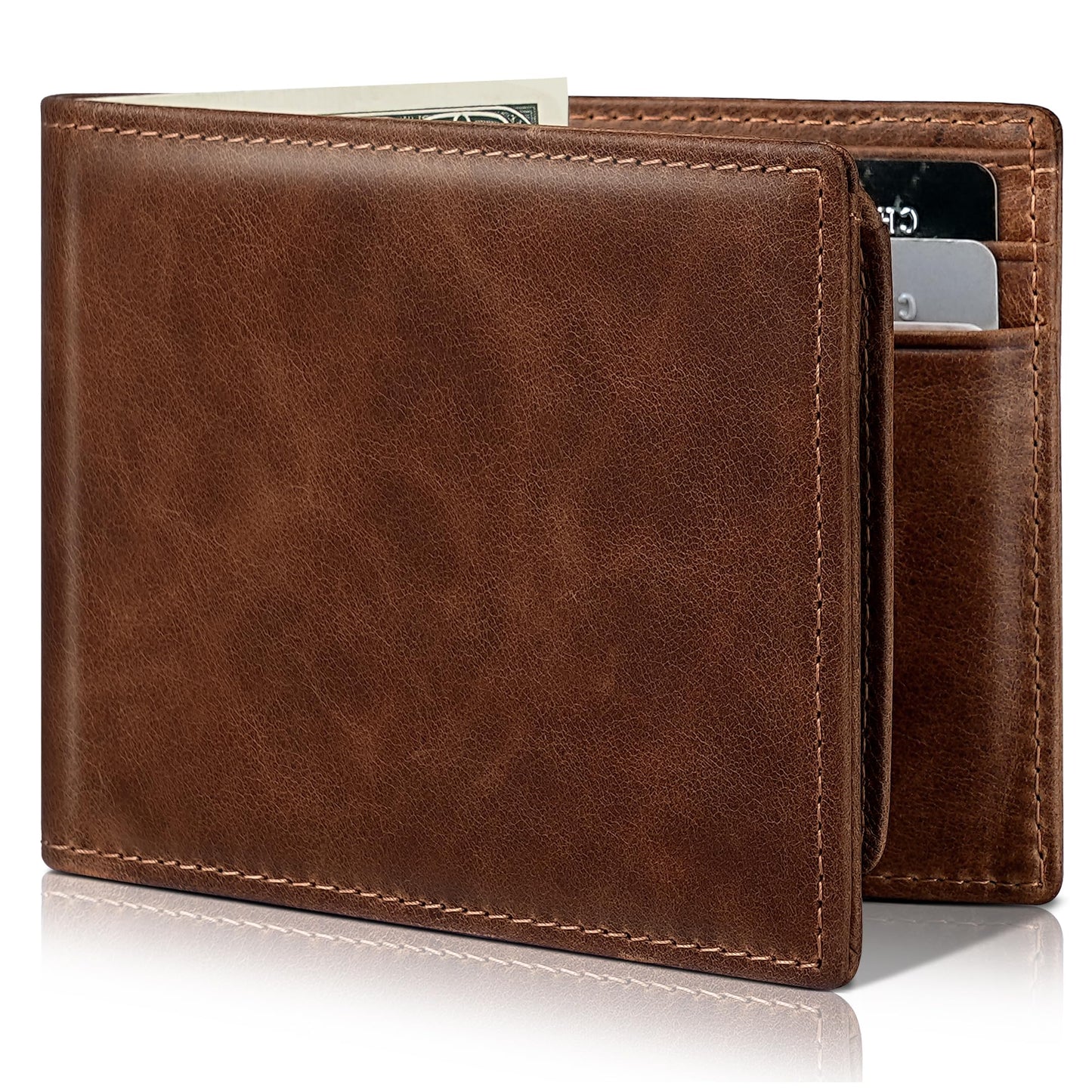 Artpaxy Mens Wallet Bifold Genuine Leather RFID Blocking Wallet for Men with 2 ID Windows 12 Card Holders 2 cash pockets 1 Gift Box