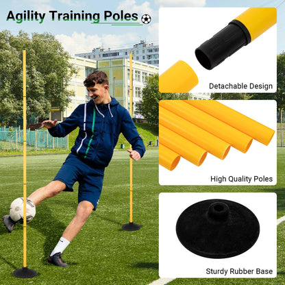 Neoaider 6 FT Agility Poles for Soccer, Basketball, Football, Equestrian, Pet Training, 4 Pack Detachable Soccer Poles w/Rubber Bases, Pole Bending Poles for Horses, Indoor/Outdoor Use