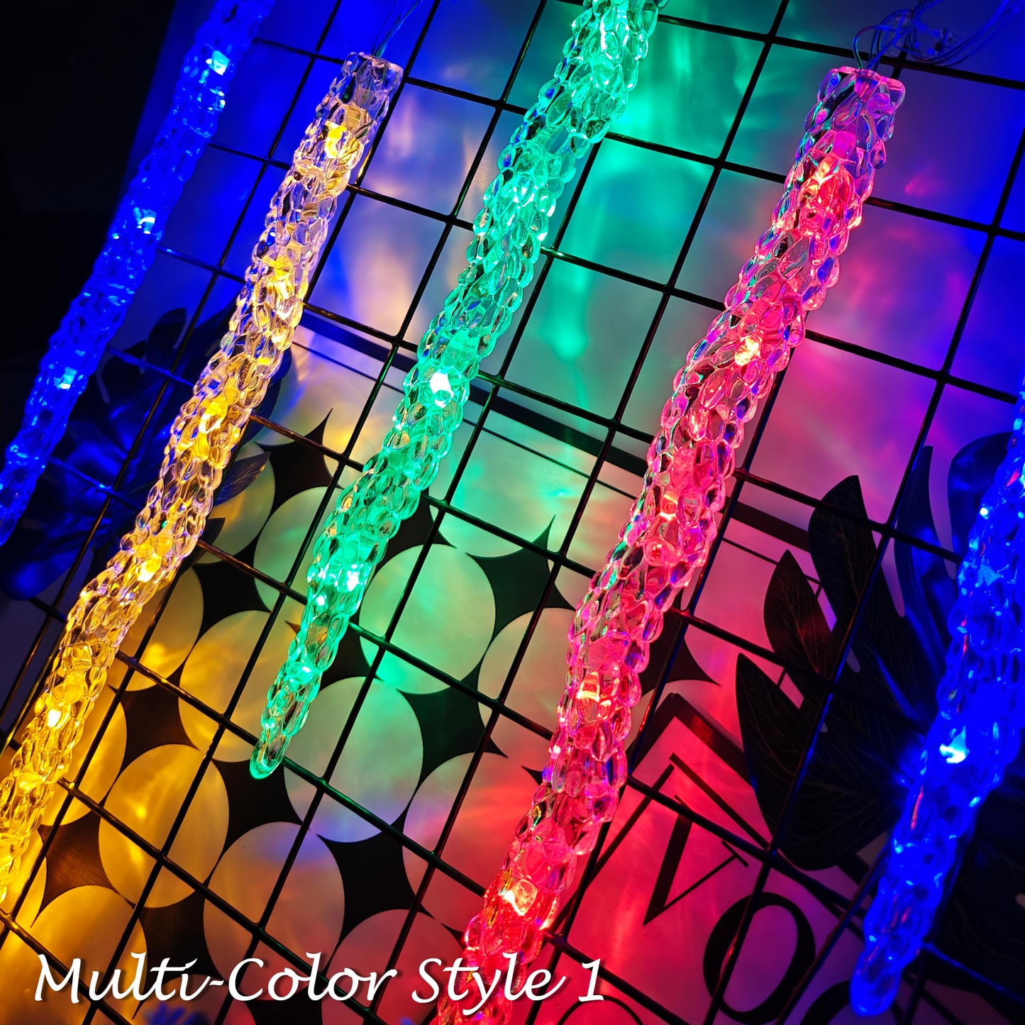 AWQ 21.7 FT Icicle Lights, 60 LED Twinkle Icicle String Lights with 12Tubes, Multicolour Christmas Light with 11 Modes, Timer & Memory Function for Indoor Outdoor Wedding Party Christmas Decor (12)