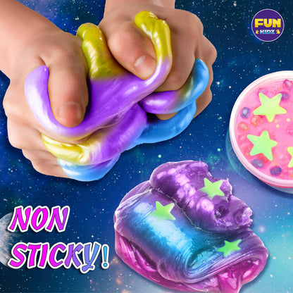 Toy Galaxy Slime Kit for Boys Girls 10-12, FunKidz Ultimate Metallic Slime Making Kit for Kids Ages 8-10 D.I.Y. Glow, Galactic, Fun Slime Gifts