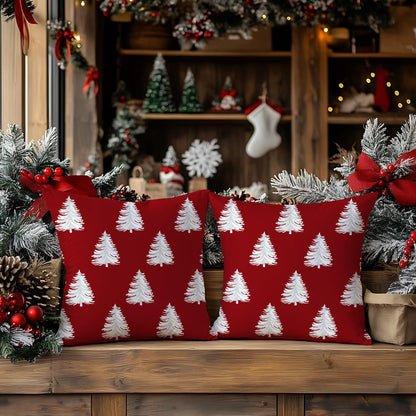 Artmag Christmas Pillow Covers 24x24 Inch Set of 2 Decorative Xmas Tree Red Throw Pillow Covers for Winter Holiday Decoration Coach Sofa Living Room