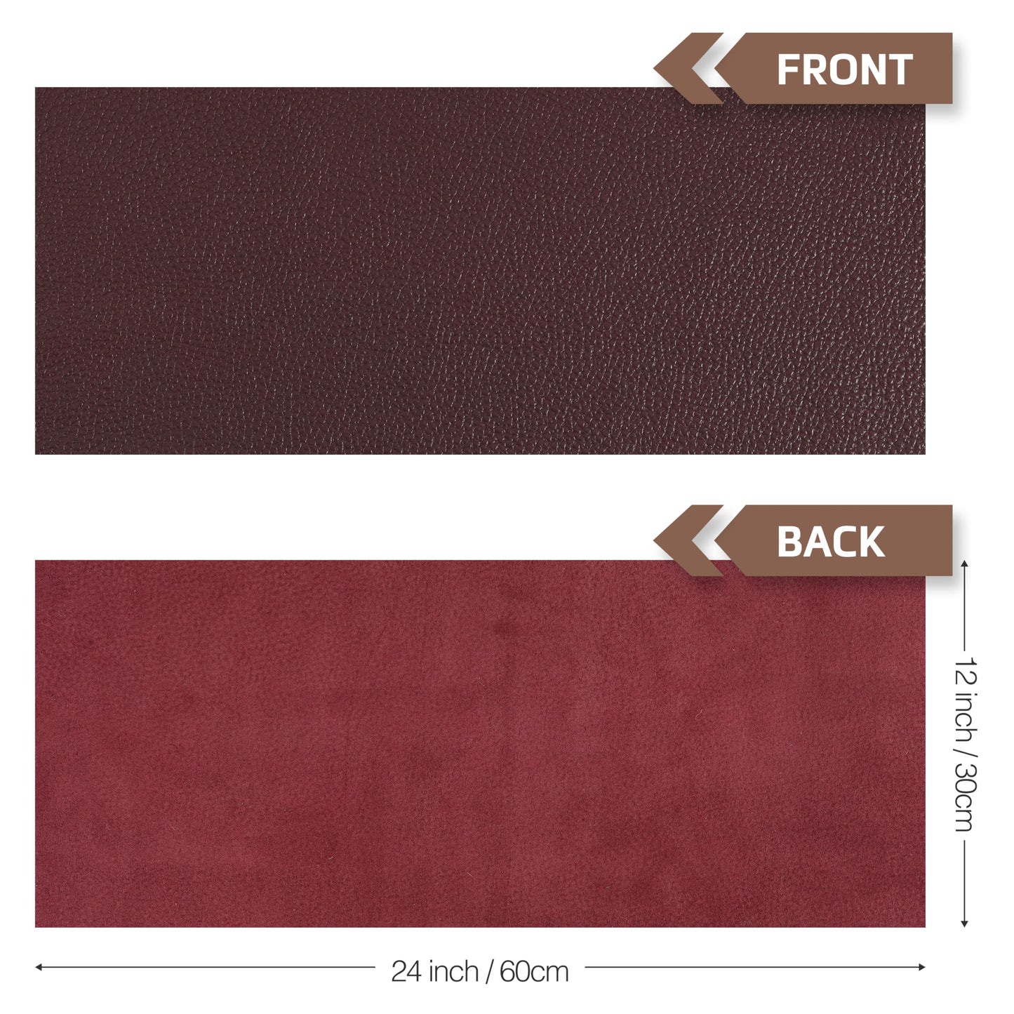 Shkira 24''X12'' Genuine Burgundy Brown Dotted Leather Sheets for Hobby Workshops - Tooling Square - 2.0MM Thick Genuine Top Full Grain Oil Tan - Thick Leather Pieces