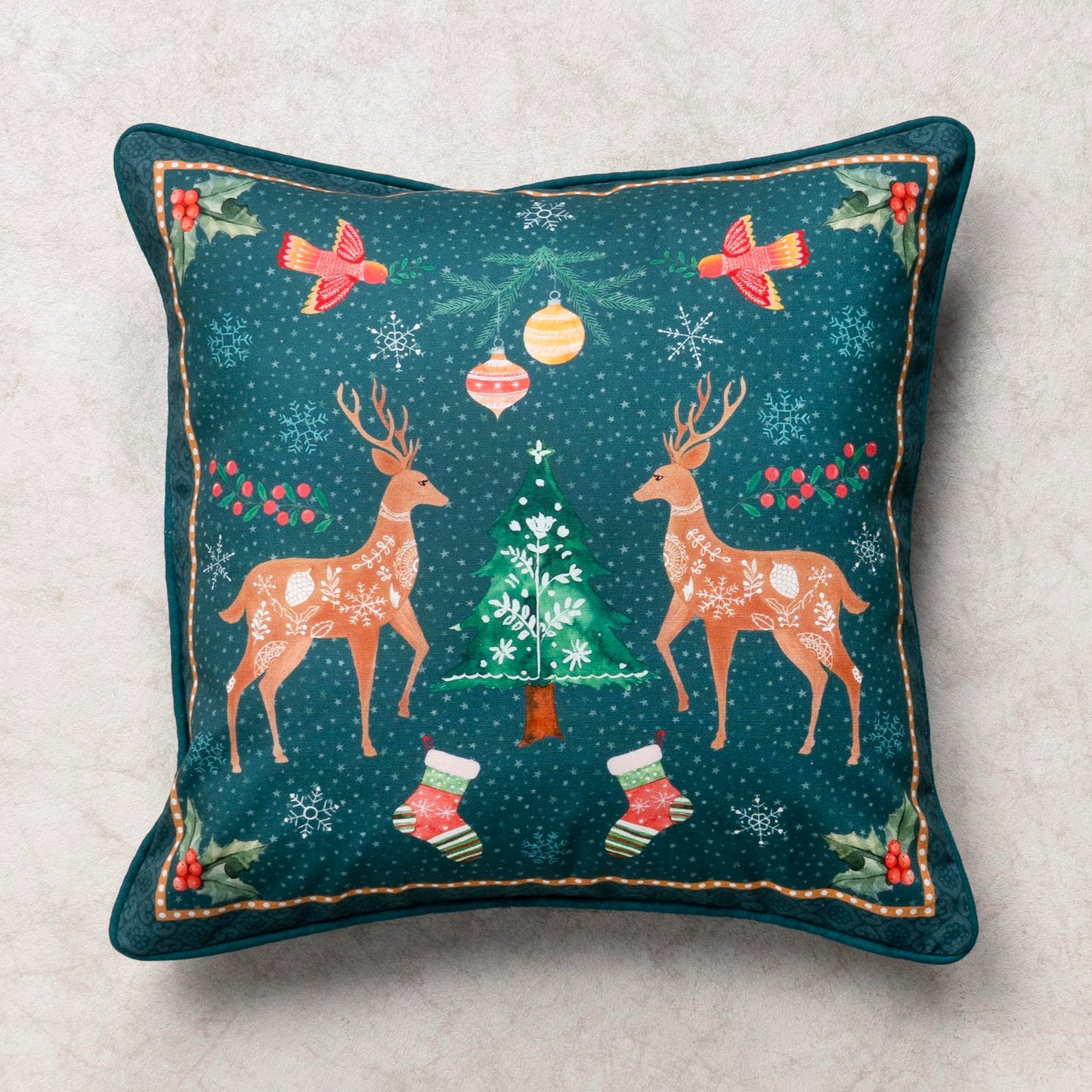 Maison d' Hermine Decorative Pillow Covers 20 x 20 inch Square 100% Cotton Throw Pillow Covers with Invisible Zipper for Living Room Couch Chair Sofas Spring Summer (Hygge Christmas)