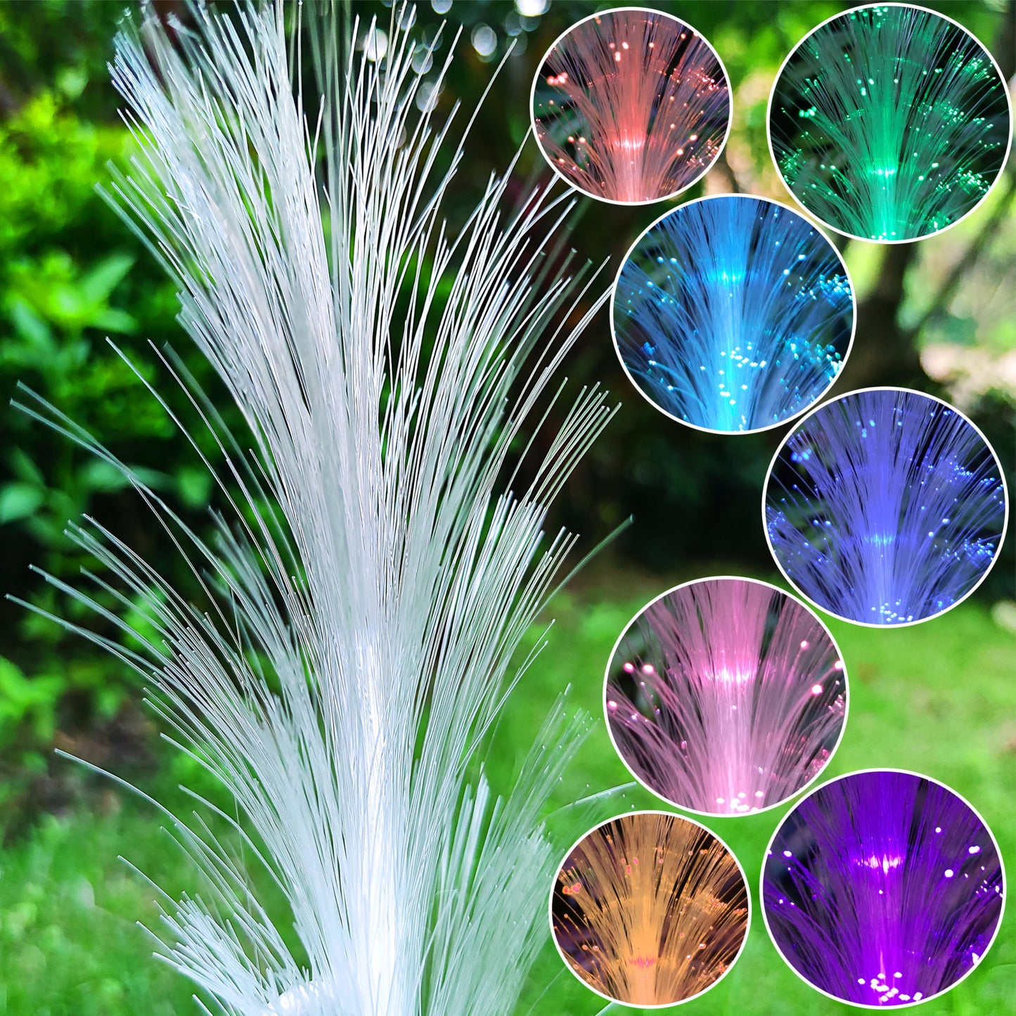 RCTTICUU Solar Highland Cow Garden Decor -Resin Highland Cows Figurines Lights and Colour Changing Optical Fiber with Solar LED Lights,Outdoor Statues Decoration for Patio Yard Lawn