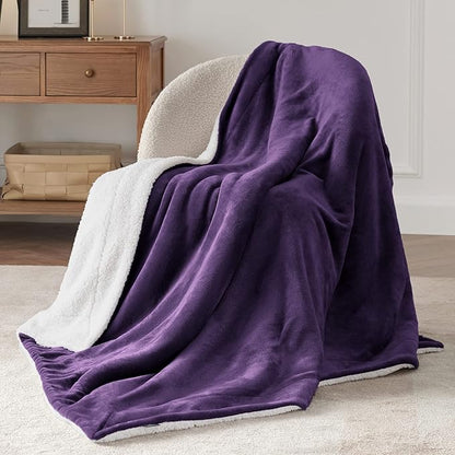 Bedsure GentleSoft Sherpa Fleece Throw Blanket for Couch - Thick and Warm Throw for Women, Soft Fuzzy Plush Blanket for Winter, Purple, 50x60 Inches
