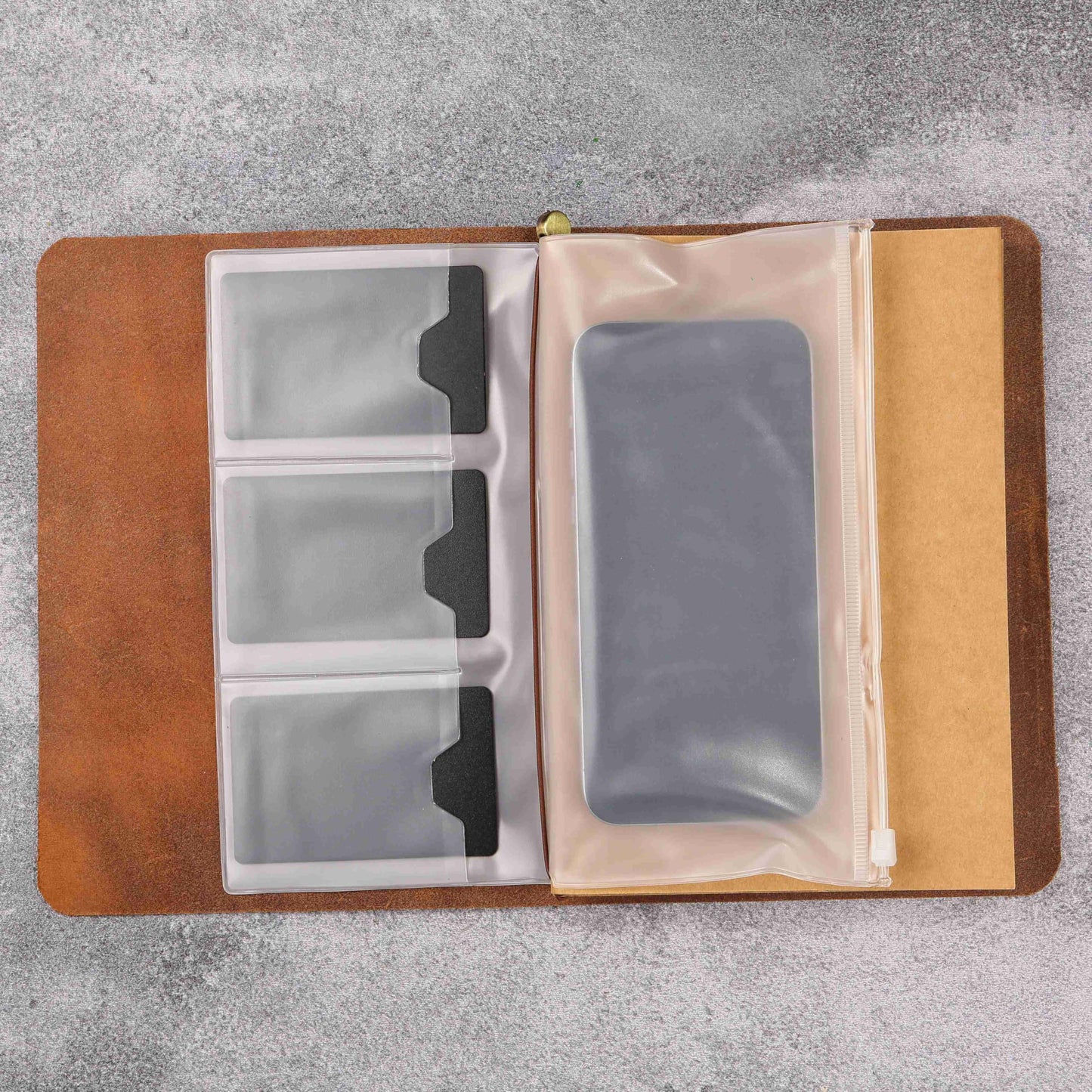 Leather A5 Travelers Notebook Cover with Inner Pockets and Card Slots and Pen Holder (Inches, A5-8.3 x 5.8)