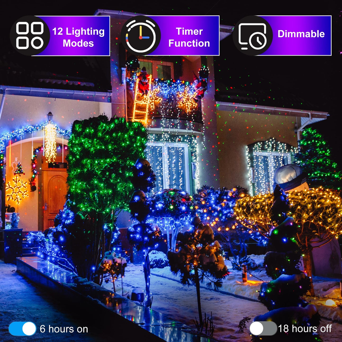 XIKENGSHQ 1500LED Christmas Lights Outdoor Use, 470ft 12 Modes Blue LED String Lights with Timer Dimmable, Waterproof Christmas Tree Lights for Xmas Patio Yard Fence Balcony Garden Party Decor Blue