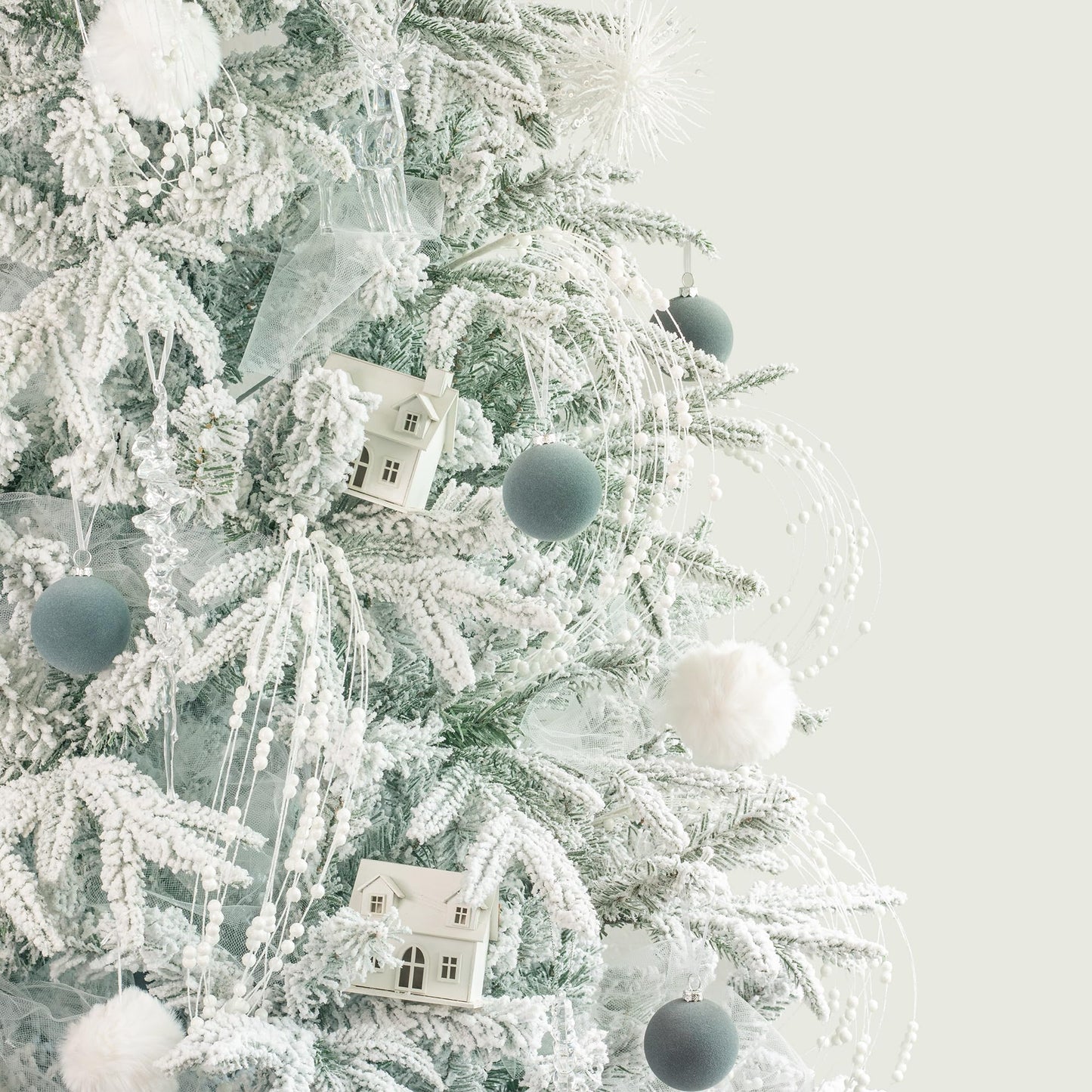 KI Store 8pcs White Weeping Glitter Berry Christmas Tree Picks Spray for Christmas Tree Decor Floral Displays