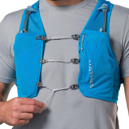 Nathan Unisex Hydration Vest - Lightweight, Quick-Fit Size Adjustment, Details, Includes Two 14oz Hydrapak Flasks, 4L Storage, Six Pockets for Running Essentials,Pinnacle Breeze, Electric Blue, L-XL