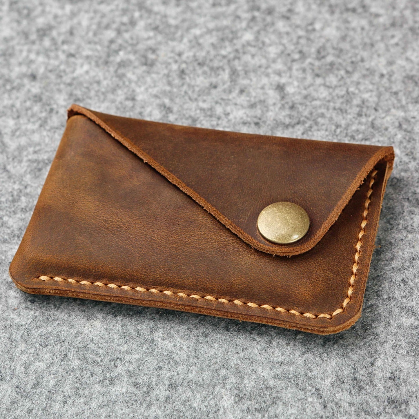 Leather credit card holder, credit card case, personalized business card holder case for men,mens slim wallet,Front Pocket Wallet - V07-LMXCFBA (Brown)