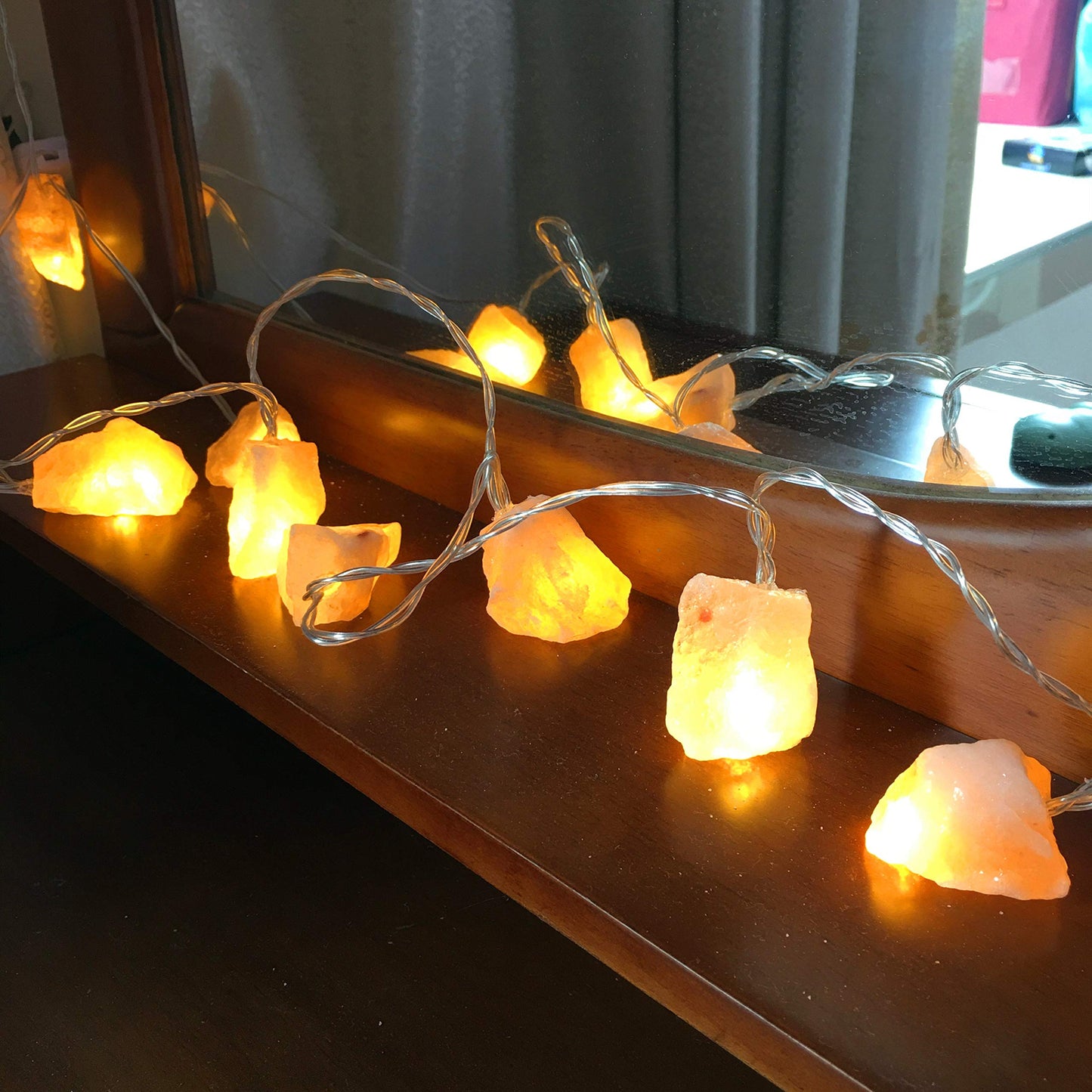 Himalayan Salt Light String for Bedroom with 20 Rock,11.5ft USB Powered String Fairy Lights Night Salt Lamp,Natural Salt Rock,Handmade Ambient Light for Office Home Wedding Party Christmas Decorations