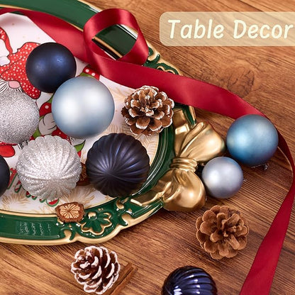 50ct Christmas Balls Ornaments for Xmas Tree, Navy Blue Silver Shatterproof Christmas Tree Decorations Hanging Ball for Holiday Party Decor(1.57"-2.36")