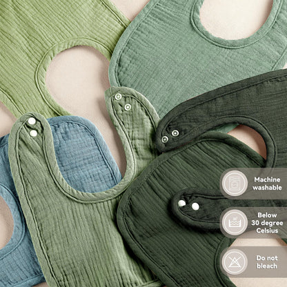 Wrrernsin Muslin Baby Bibs for Unisex Boys Girls, Cotton Drool Bib, Adjustable Newborn Bibs for Drooling and Teething