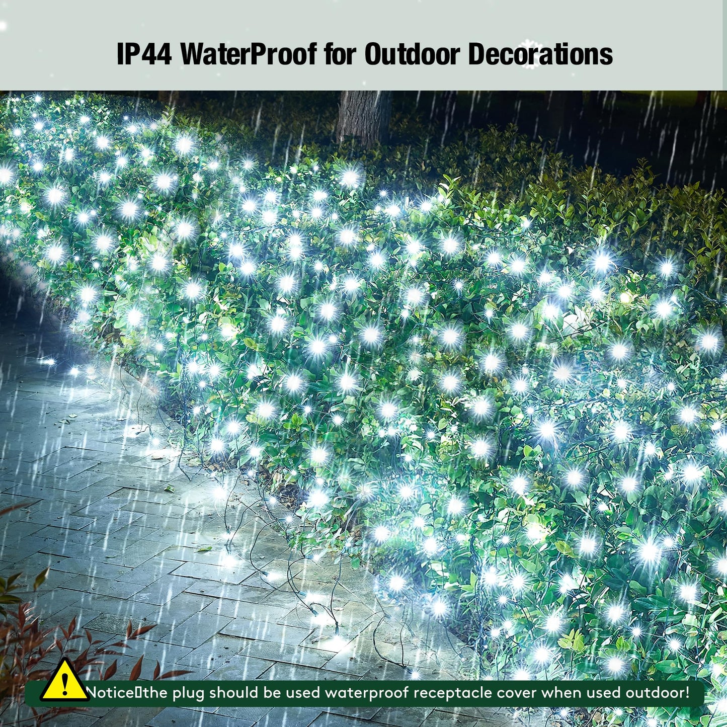 Sylampow Led White Christmas Net Lights Outdoor Christmas Bushes Lights 120Led 6ftx5ft, Connectable Outdoor Indoor Mesh Net Lighting for Xmas Holiday, Garden, Lawn, Shrubs, Trees, Bushes Decorations