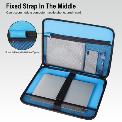 DOMISO 15.6-16 Inch Laptop Hard Case with Strap, Waterproof Shockproof Hard Shell Laptop Sleeve for Macbook Pro/Lenovo IdeaPad/HP ENVY/Dell XPS, Black