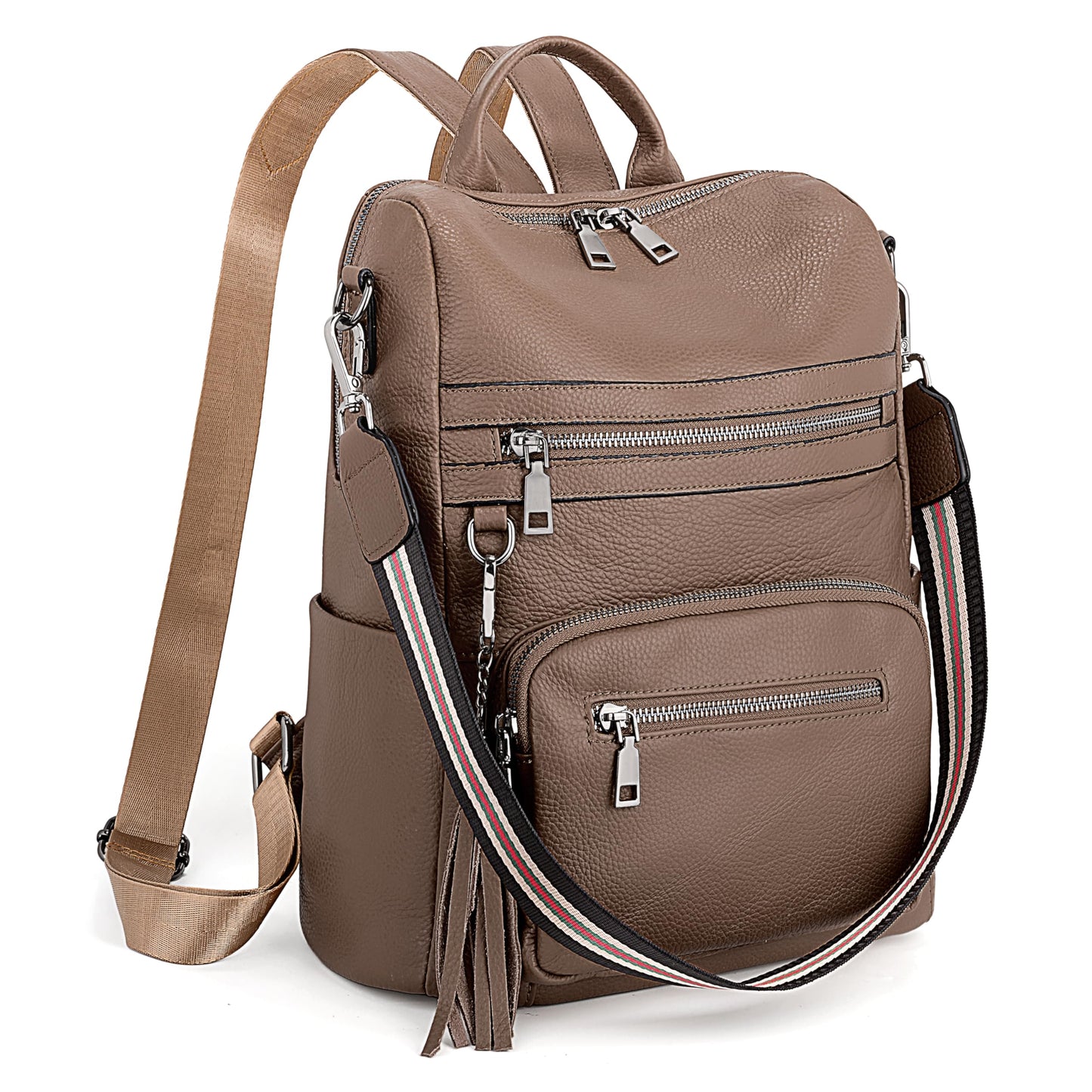 YALUXE Genuine Leather Backpack Purse for Women Fashion Daypack with Multiple Pockets