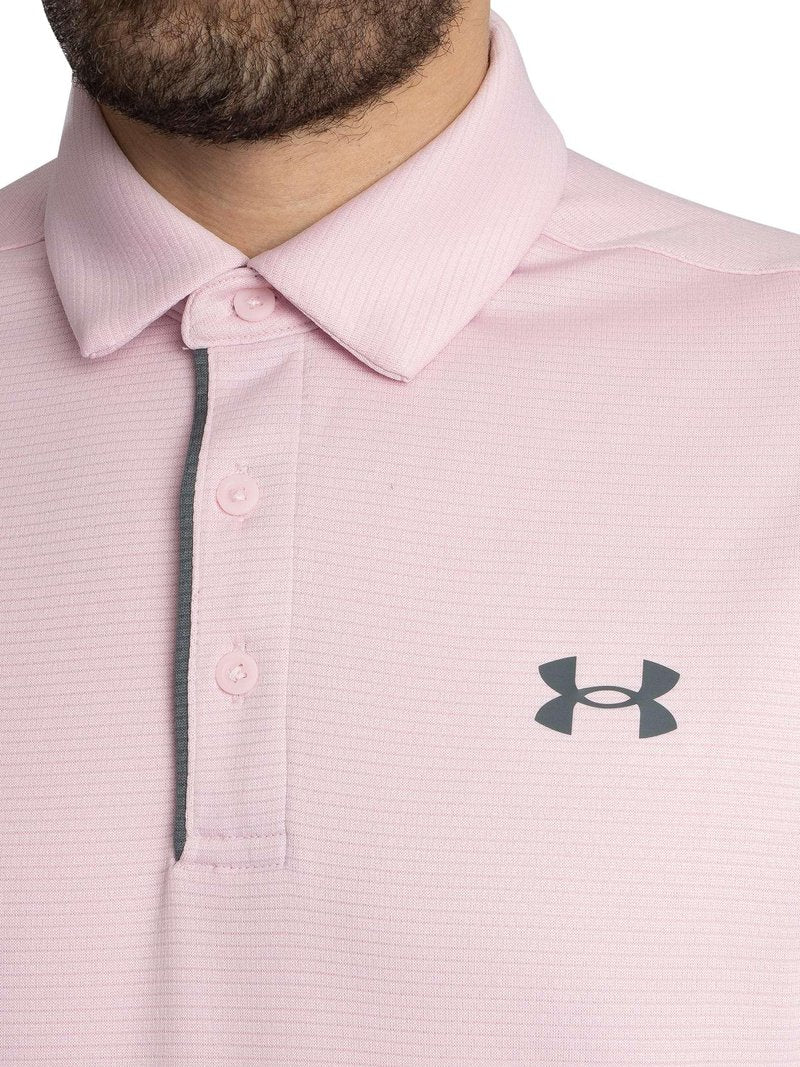 Under Armour Men's Tech Golf Polo, (647) Prime Pink / / Pitch Gray, Large