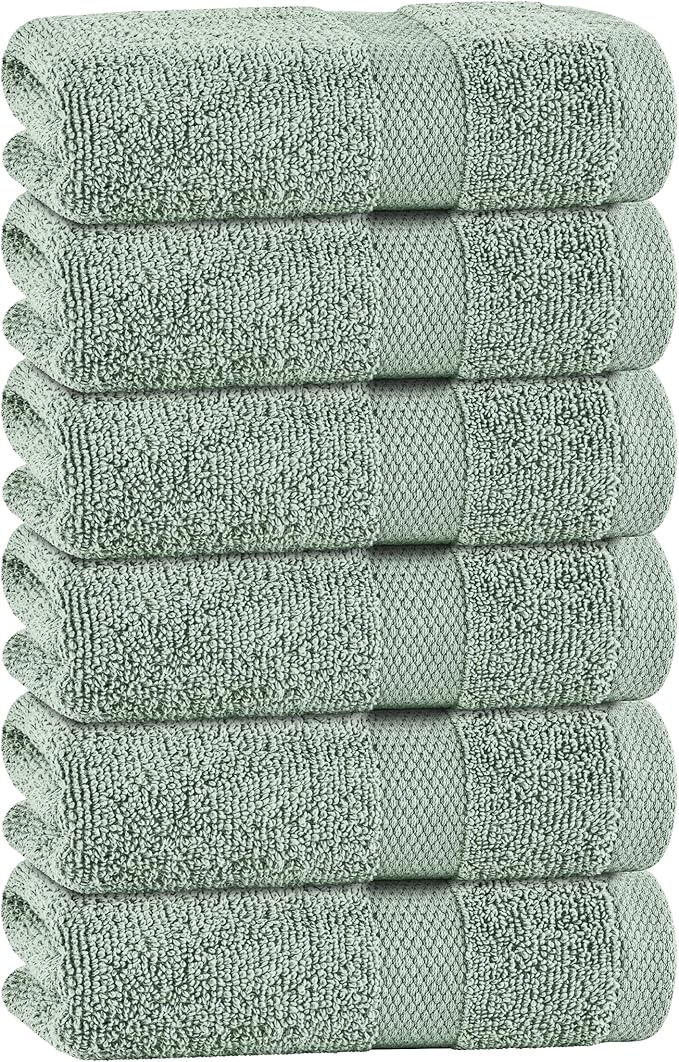White Classic Green Hand Towels