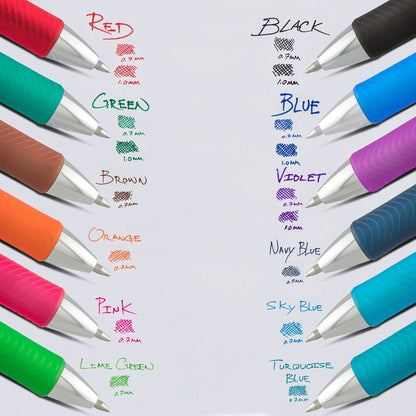 Pentel EnerGel RTX Retractable Liquid Gel Pen, (0.7mm), Medium Line, Metal Tip, Assorted Ink, Pack of 8 (BL77BP8M)