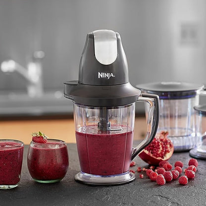Ninja QB900B Master Prep Food Processor Blender with 48 oz Pitcher & 16 oz Chopping Bowl, Perfect for Frozen Blending & Chopping, 400 Watts, Dishwasher Safe, Countertop, Grey