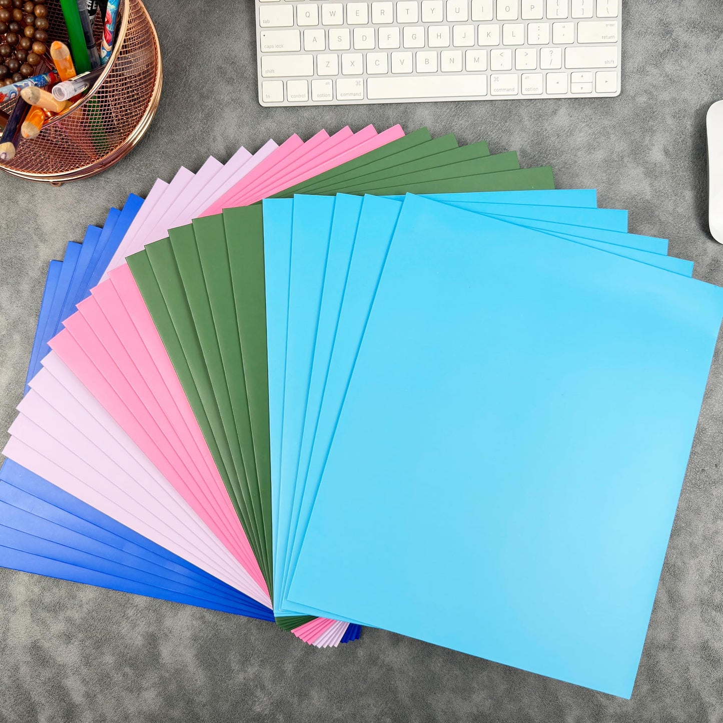 BIBRADAA® 50 Packs Blue Paper Folders with Pockets,Paper Folder Surface with Waterproofing,Letter Size,Holds 100 Plus Sheets,for School,Office,Business.(50, Dark Blue)
