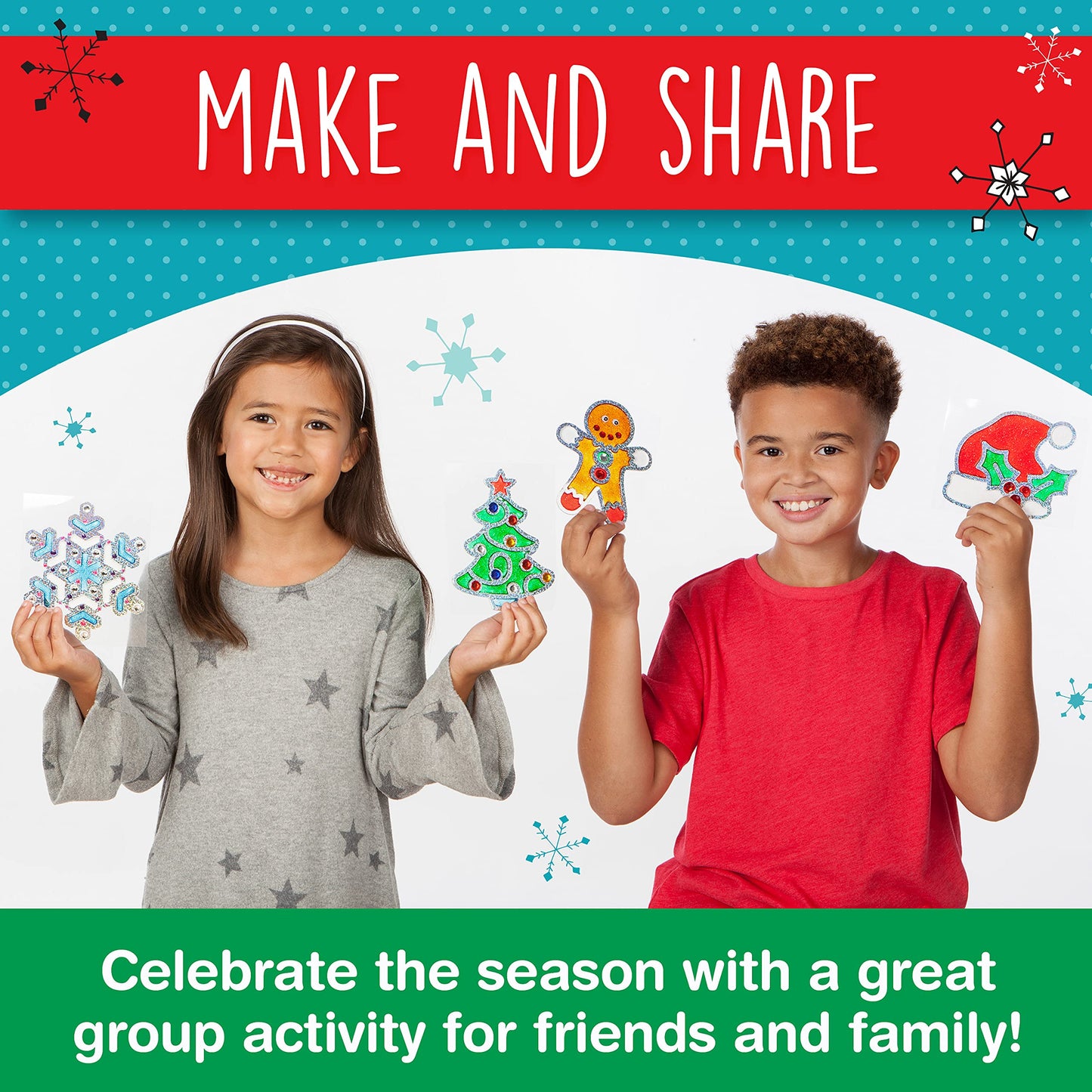 Creativity for Kids Holiday Easy Sparkle Window Art Craft Kit: Create 7 Window Art Designs, Holiday Crafts, Christmas Crafts for Kids, Christmas Activities for Kids (Ages 6+)