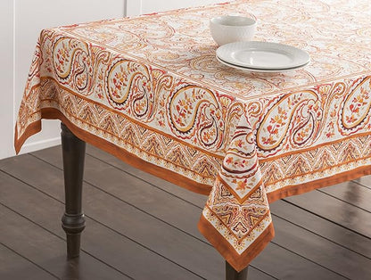 Maison d' Hermine Table Cloth Square Table 100% Cotton 54 x 54 Inches Fall Tablecloth Reusable Everyday Use for Thanksgiving Christmas Decorations Dining Farmhouse Party (Palatial Paisley)