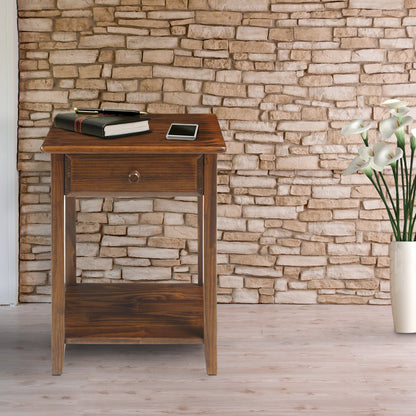Casual Home Owl Night Stand with USB Port Charging Station and Drawer, 17.5" W x 14.25" D x 24.5" H, Natural Gray