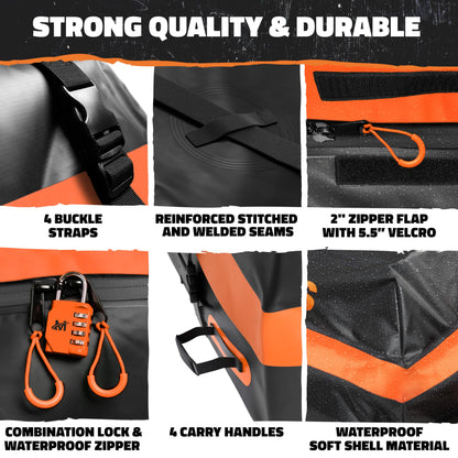 Mockins 30 CuFt Waterproof Rooftop Cargo Bag for Top of Car, SUV, Truck & Large Vehicles | 60"x43"x20" Vinyl Car Roof Bag for Use with or w/o Roof Rack | All-Weather Rooftop Cargo Carrier Set