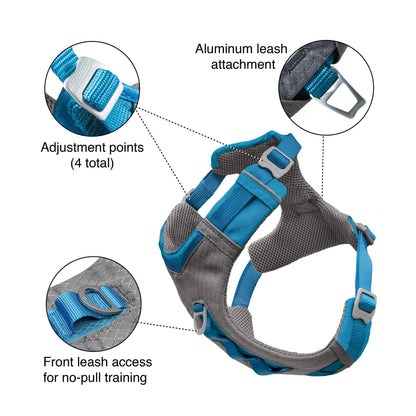 Kurgo Journey Air Dog Harness, Vest Harnesses for Dogs, Pet Hiking Harness for Running & Walking, Reflective, Padded, Includes Control Handle, No Pull Front Clip (Coral, Medium)