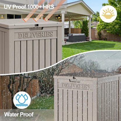 LHBGO Package Delivery Box for Outside, 48 Gallon Storage with Lockable Secure, Large Double Wall Resin Outdoor Package Delivery Waterproof Deck